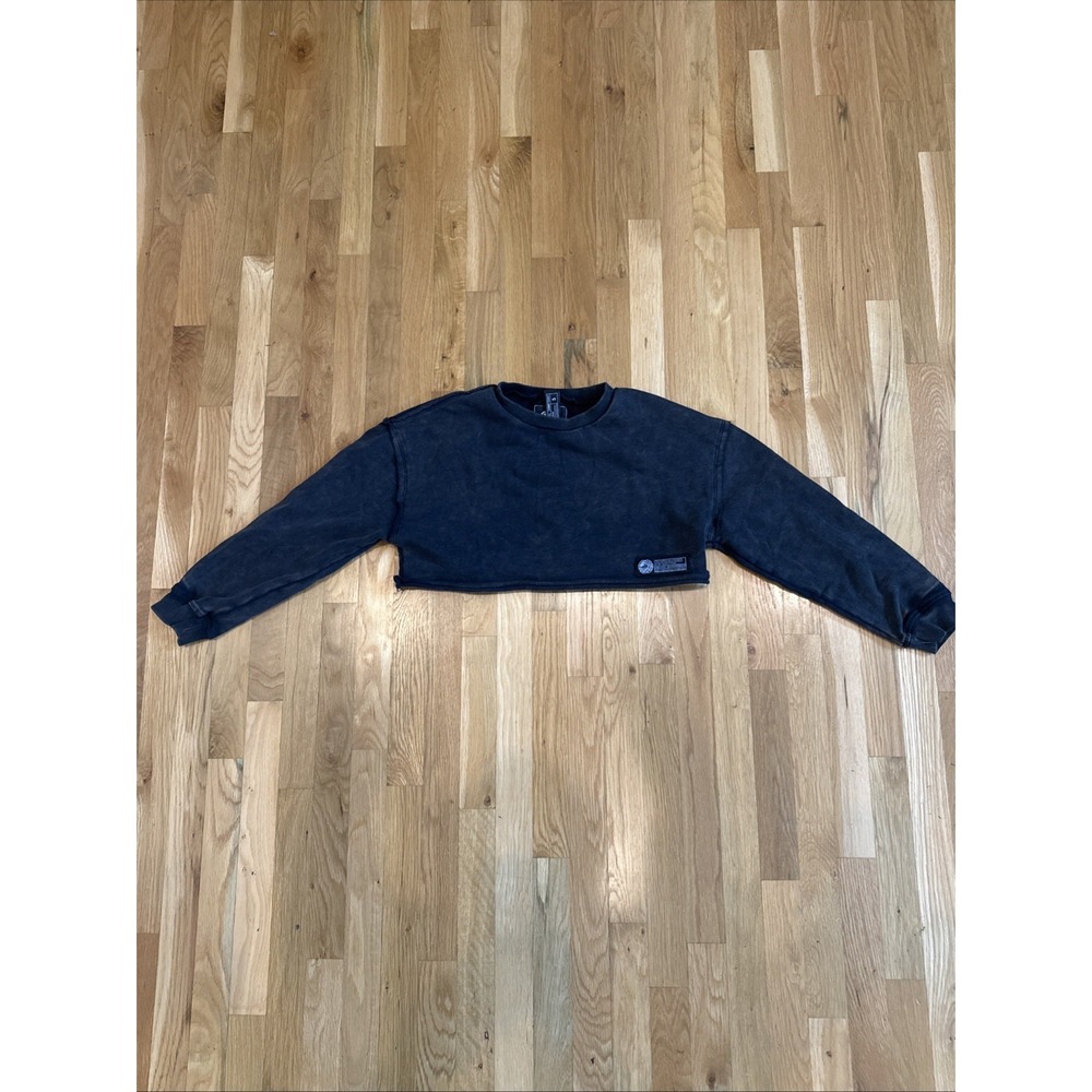 Alphalete Women's Terry Oversized Crop Pullover - Onyx , Size S